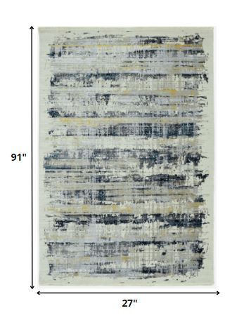 4' x 6' Blue White Distressed Traditional Area Rug