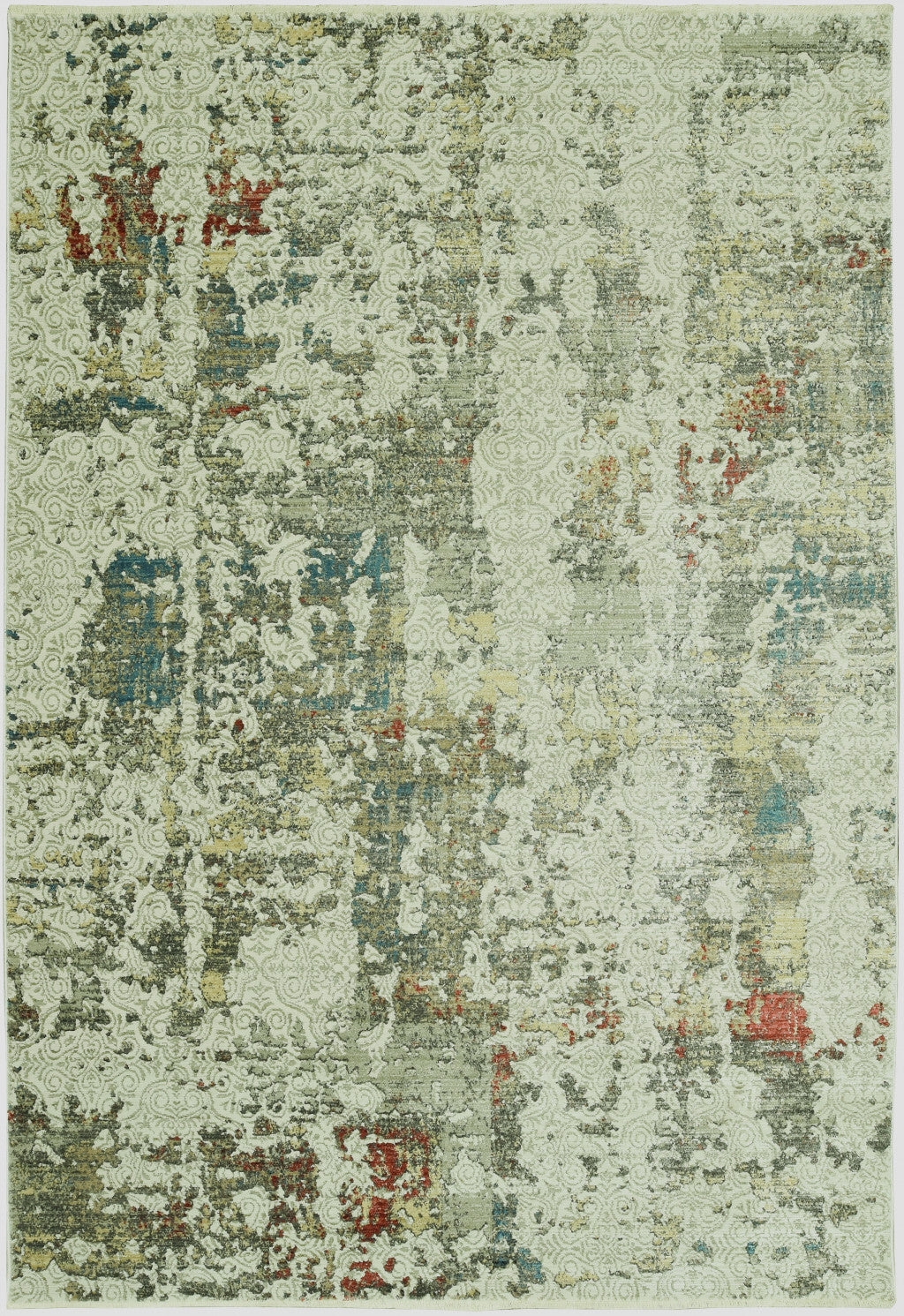4' x 6' Sage Ivory Weathered Vintage Area Rug