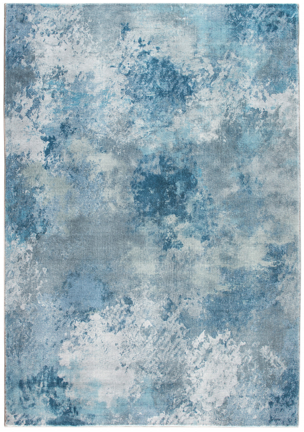 2' x 7' Blue White Abstract Sky Runner Rug