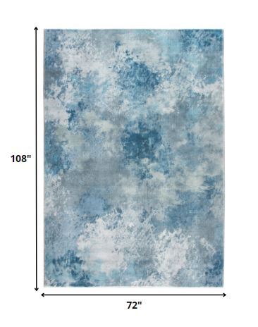 6' x 9' Blue White Abstract Sky Area Rug