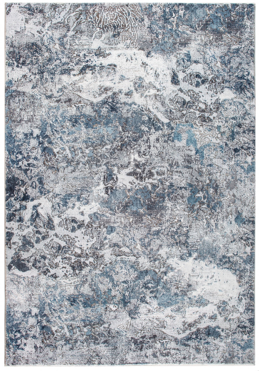 2' x 7' Gray Blue Abstract Galaxy Runner Rug