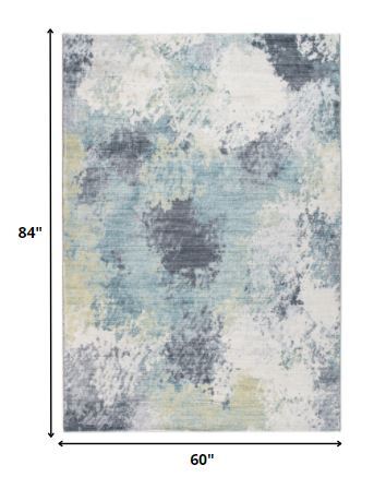 5' x 8' Blue Yellow Abstract Sky Area Rug