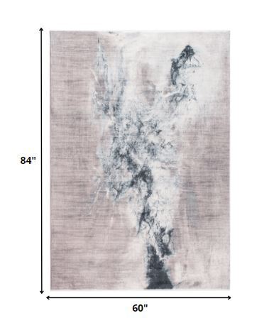 5' x 8' Sand Abstract Splash Modern Area Rug