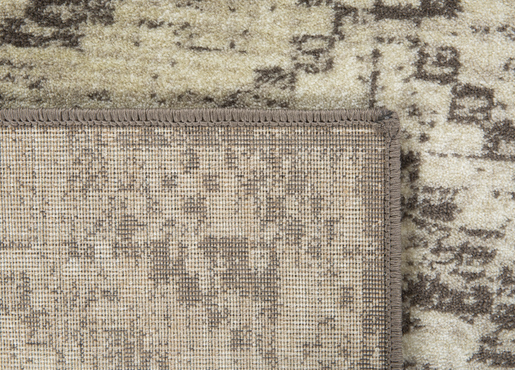 5' x 8' Gray Beige Distressed Diamond Area Rug