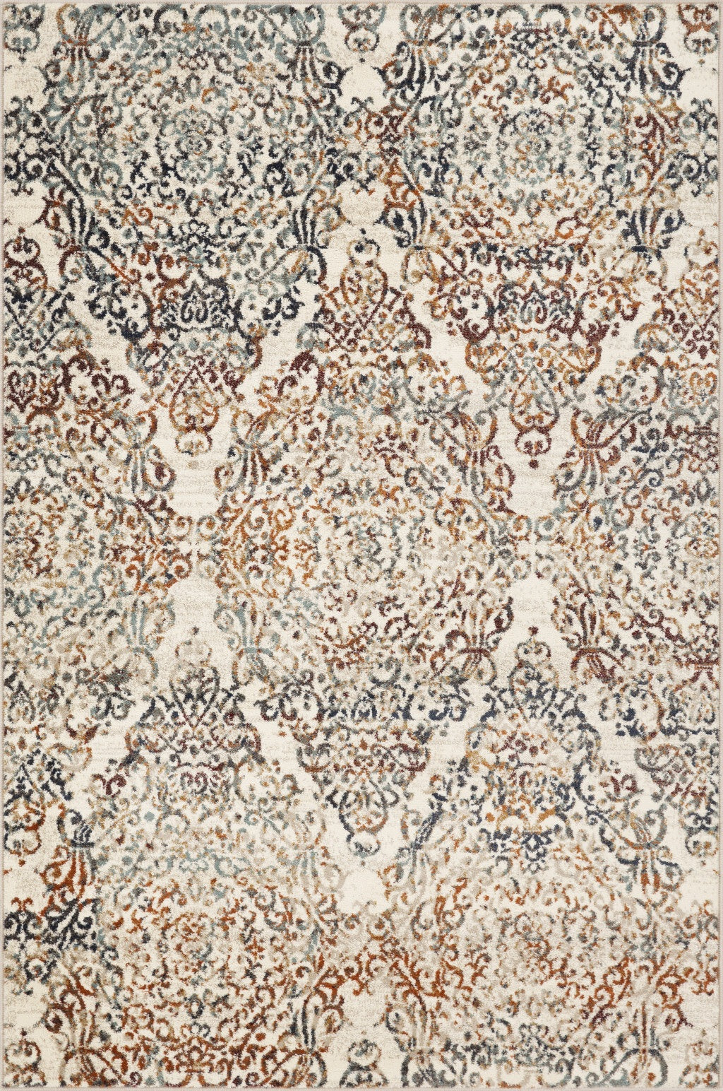 2' x 8' Ivory Brown Decorative Diamond Runner Rug