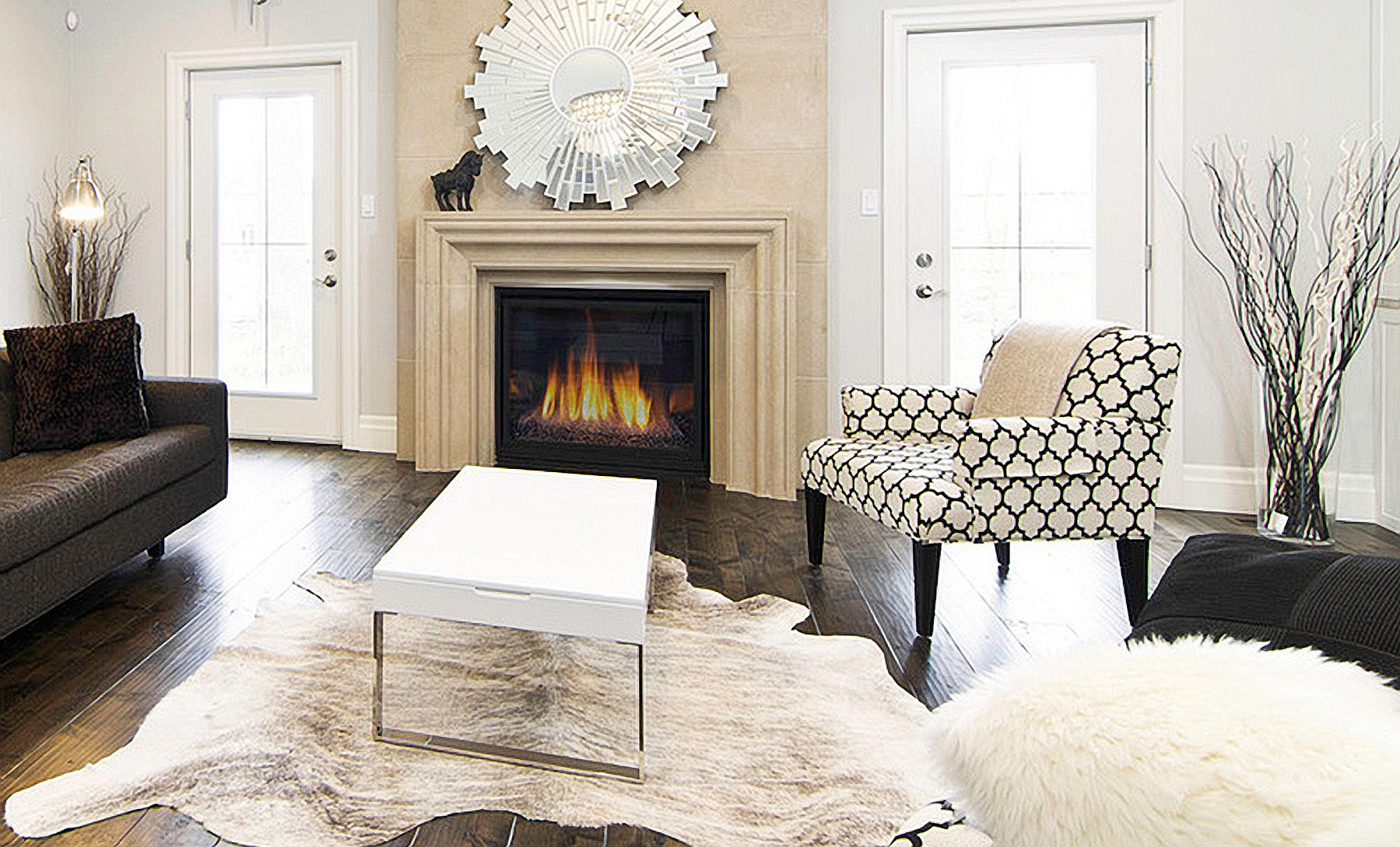 6' X 7' Light Taupe And Brown Exotic Cowhide  Rug