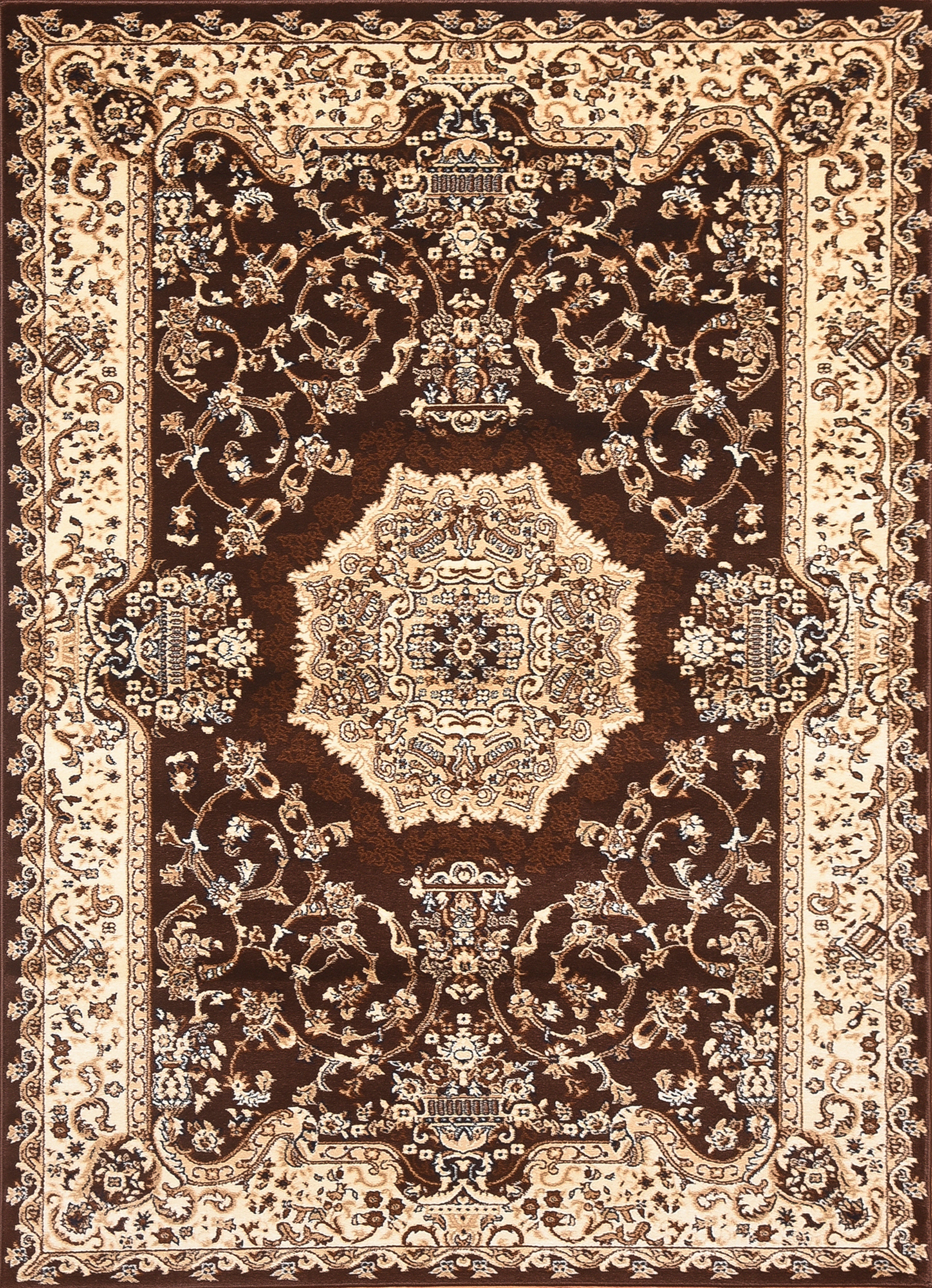 Msrugs Traditional Oriental Medallion Brown Beige Area Rug Persian Style Rug 100