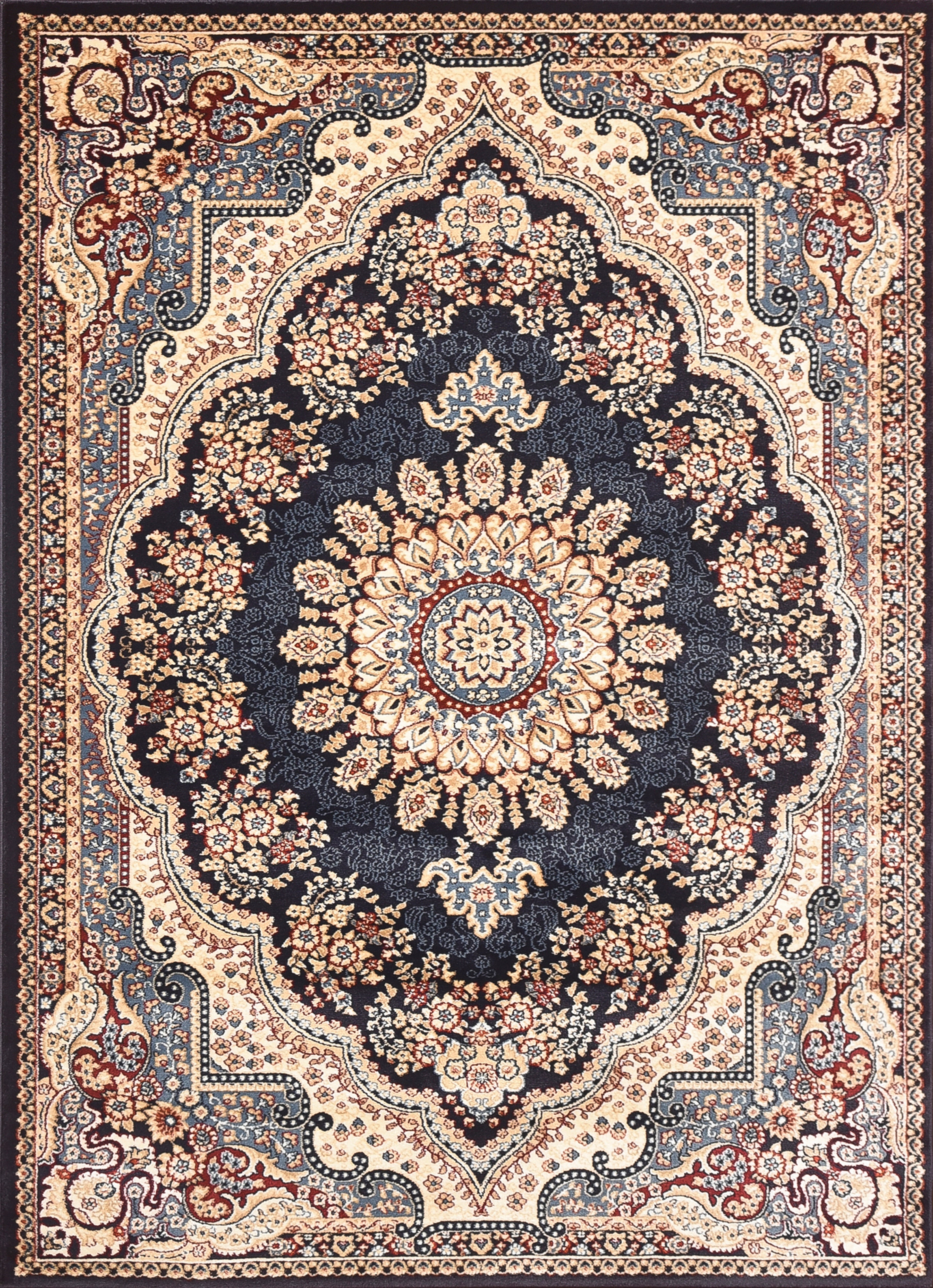 Msrugs Traditional Oriental Medallion Navy Beige Area Rug Persian Style Rug 1050