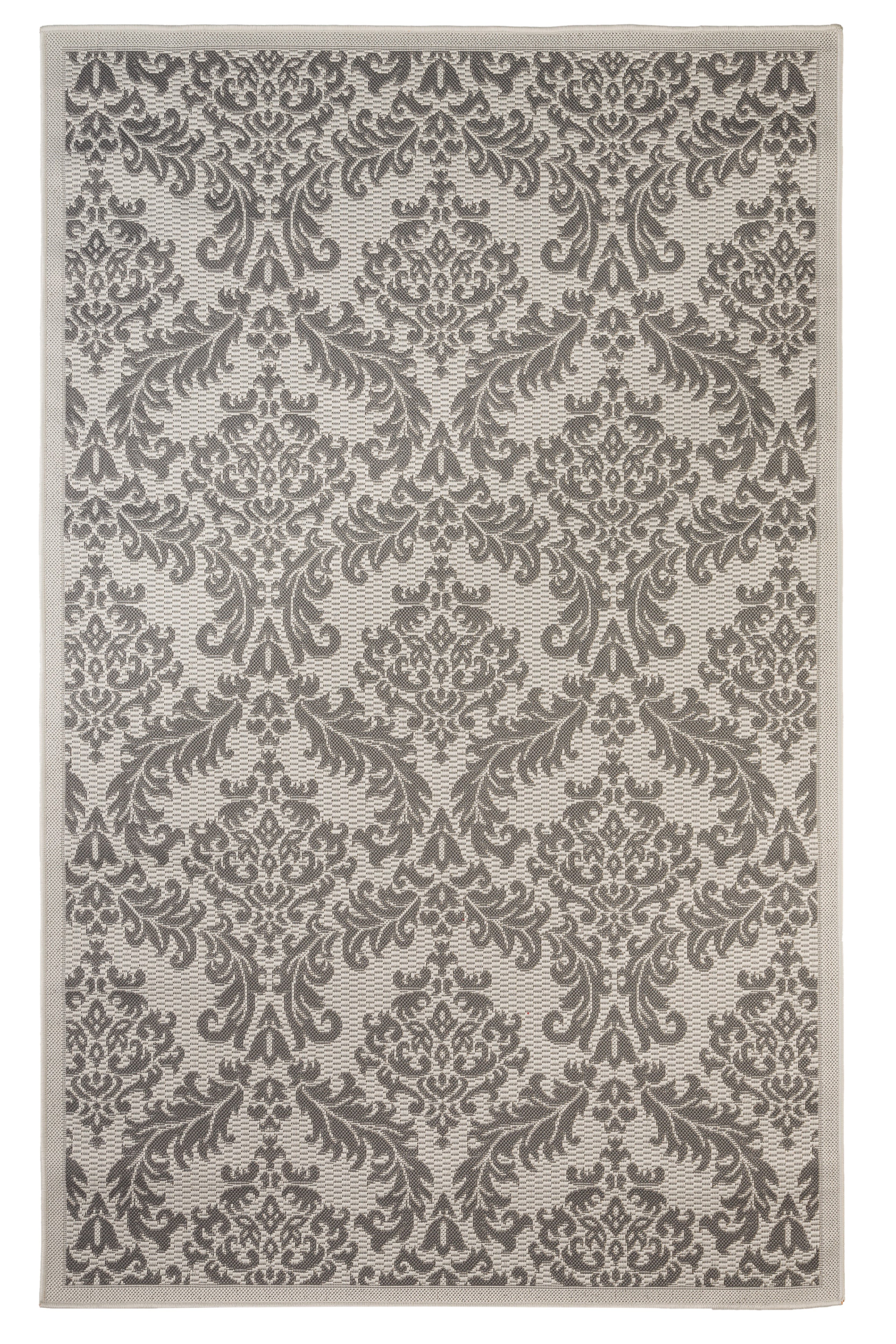 Floral Indoor/Outdoor Gray Rug