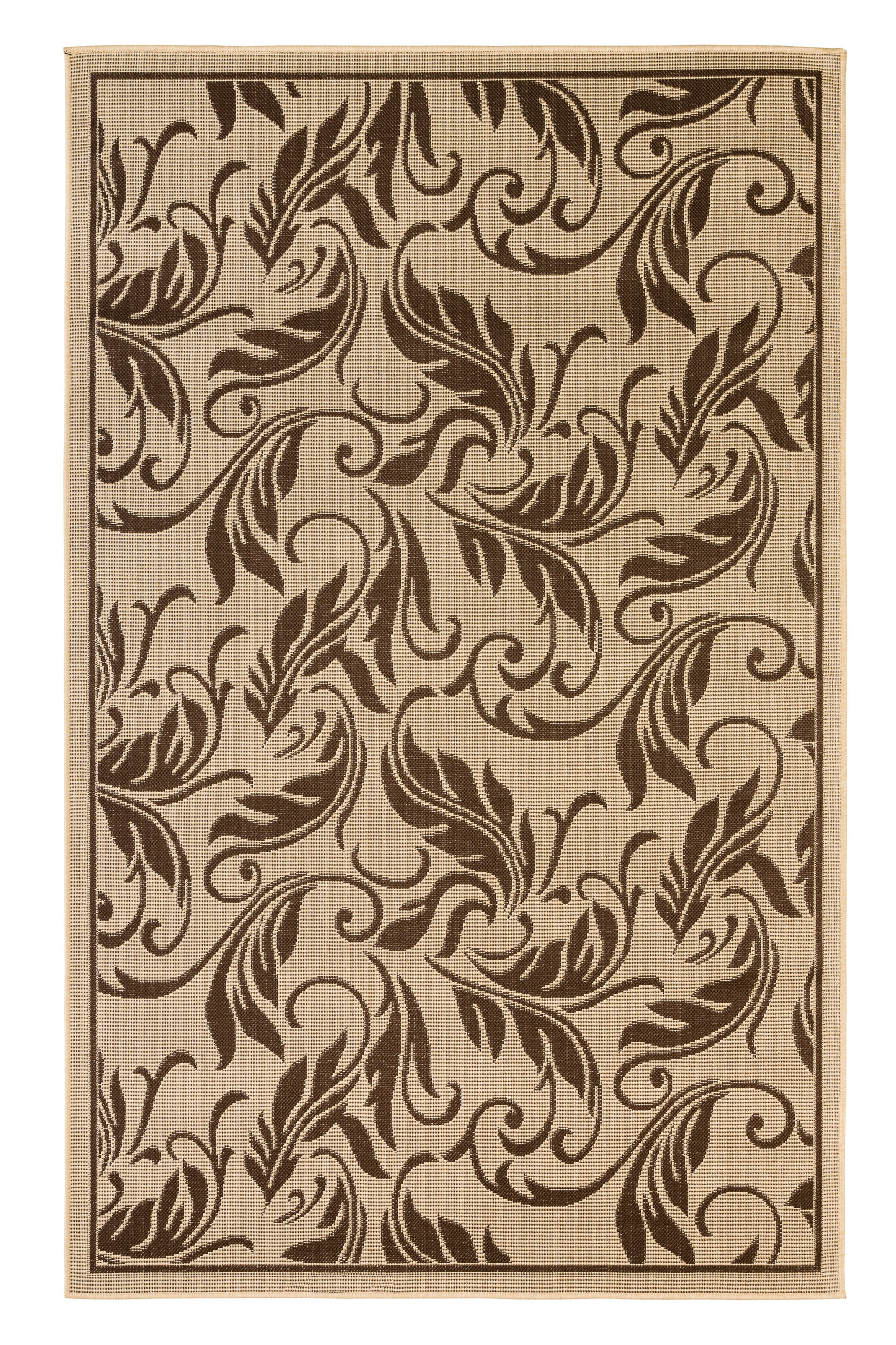 Tropic Leaves Indoor/Outdoor Dark Brown Rug