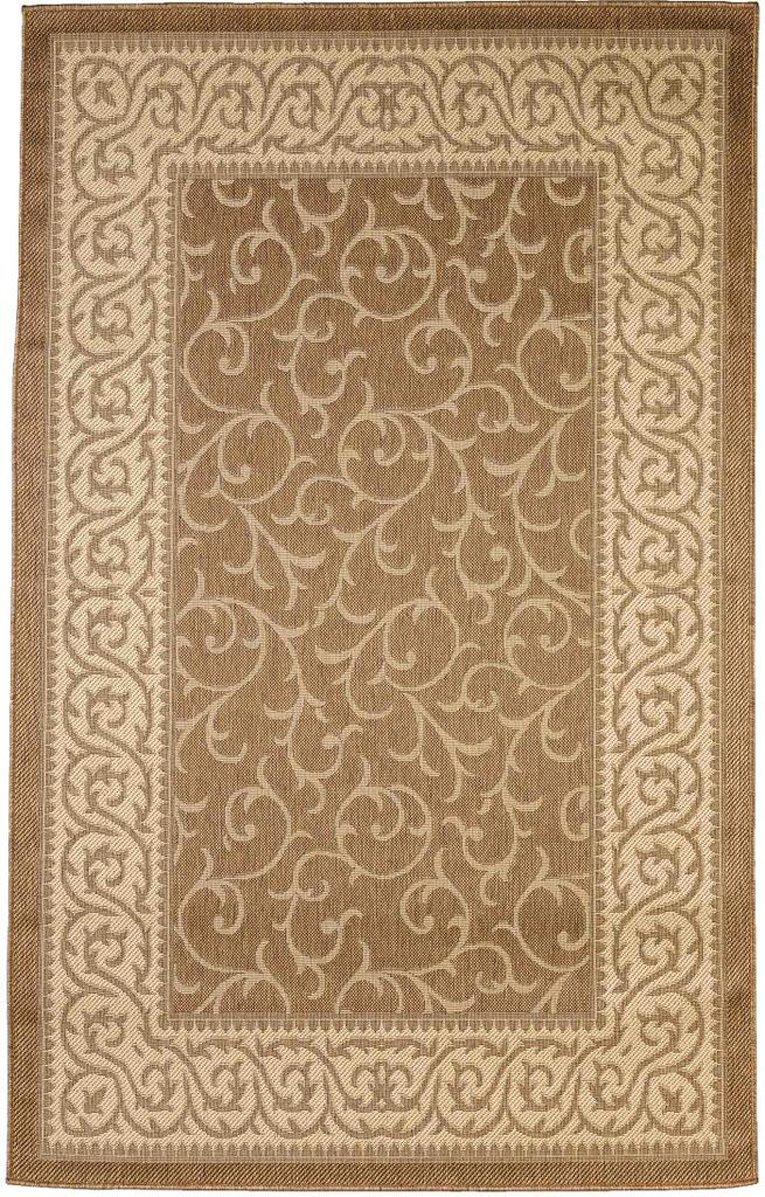 Leaves Border Design Indoor/Outdoor Gold Area Rug