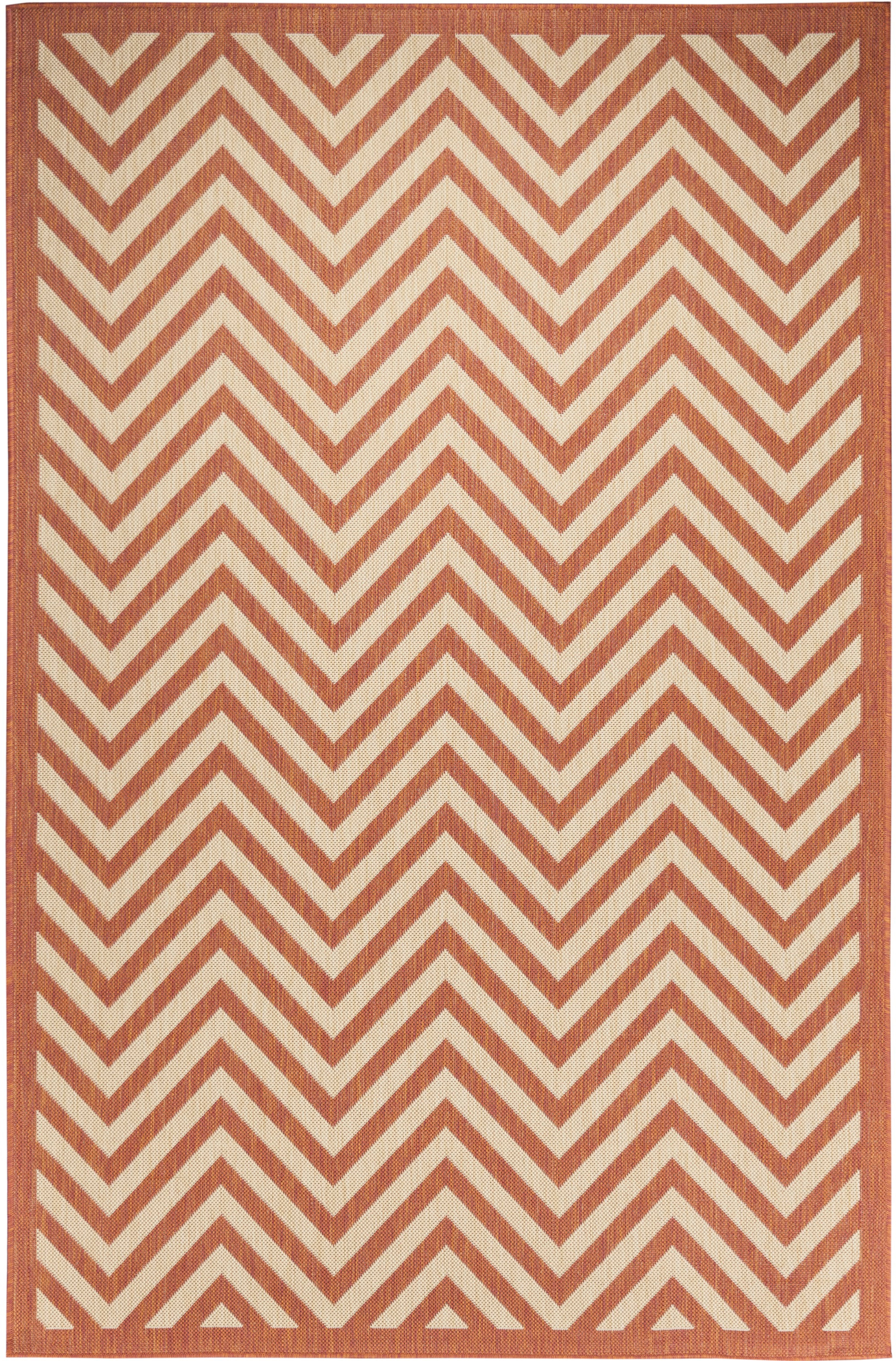 Chevron Design Indoor/Outdoor Coral Area Rug