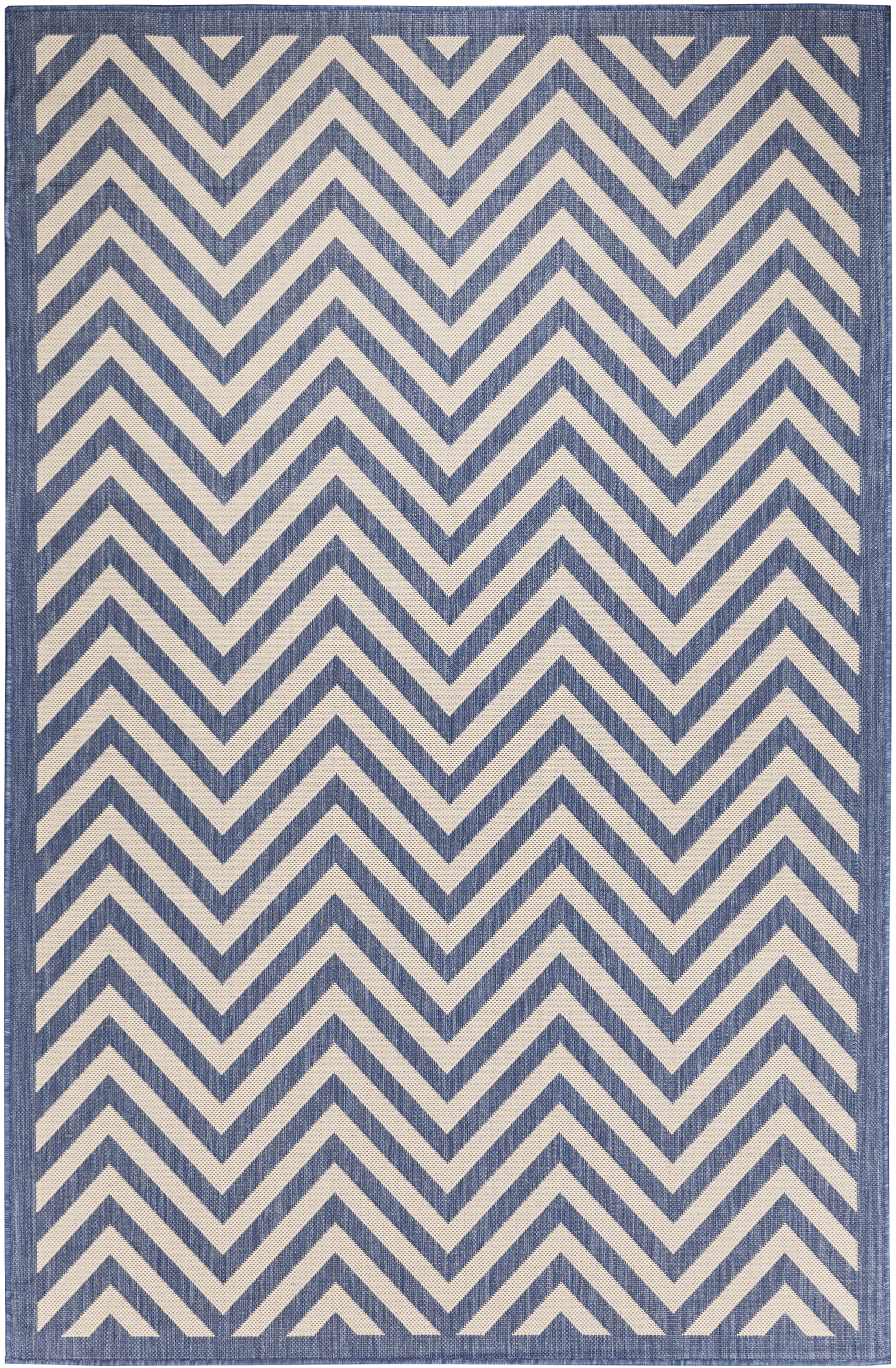 Chevron Design Indoor/Outdoor Dark Blue Area Rug