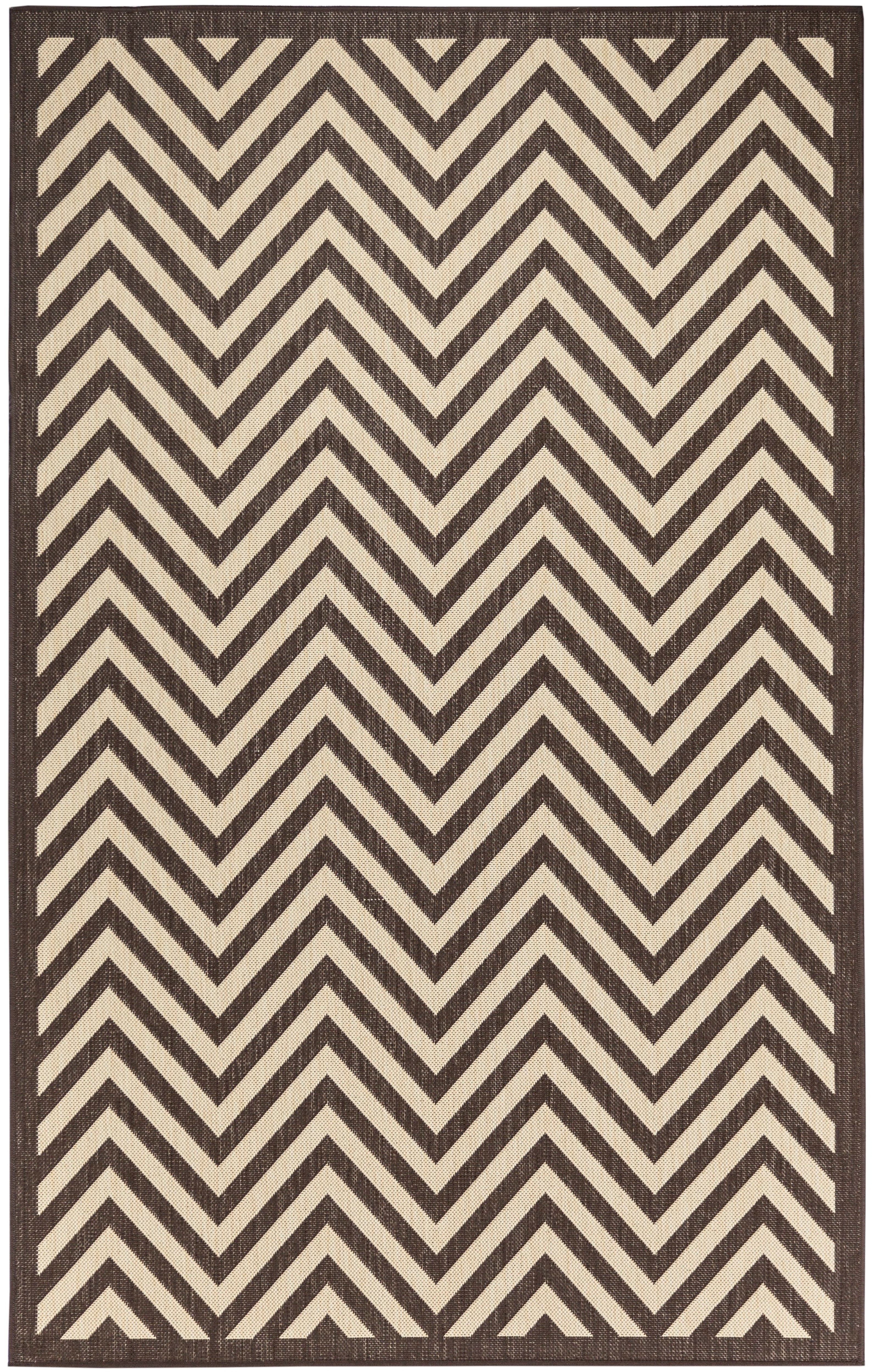 Chevron Design Indoor/Outdoor Dark Brown Area Rug