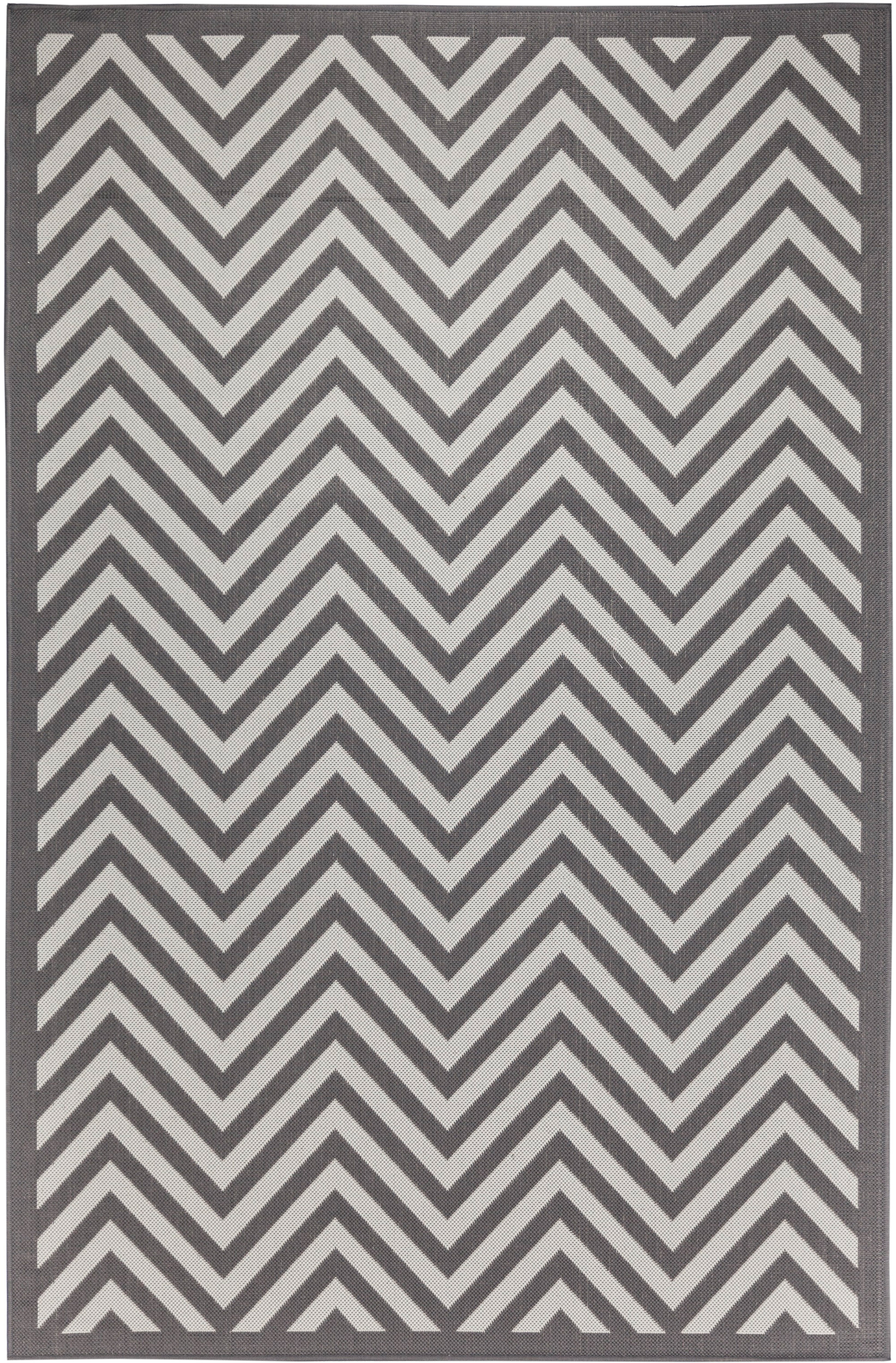 Chevron Design Indoor/Outdoor Light Gray Area Rug