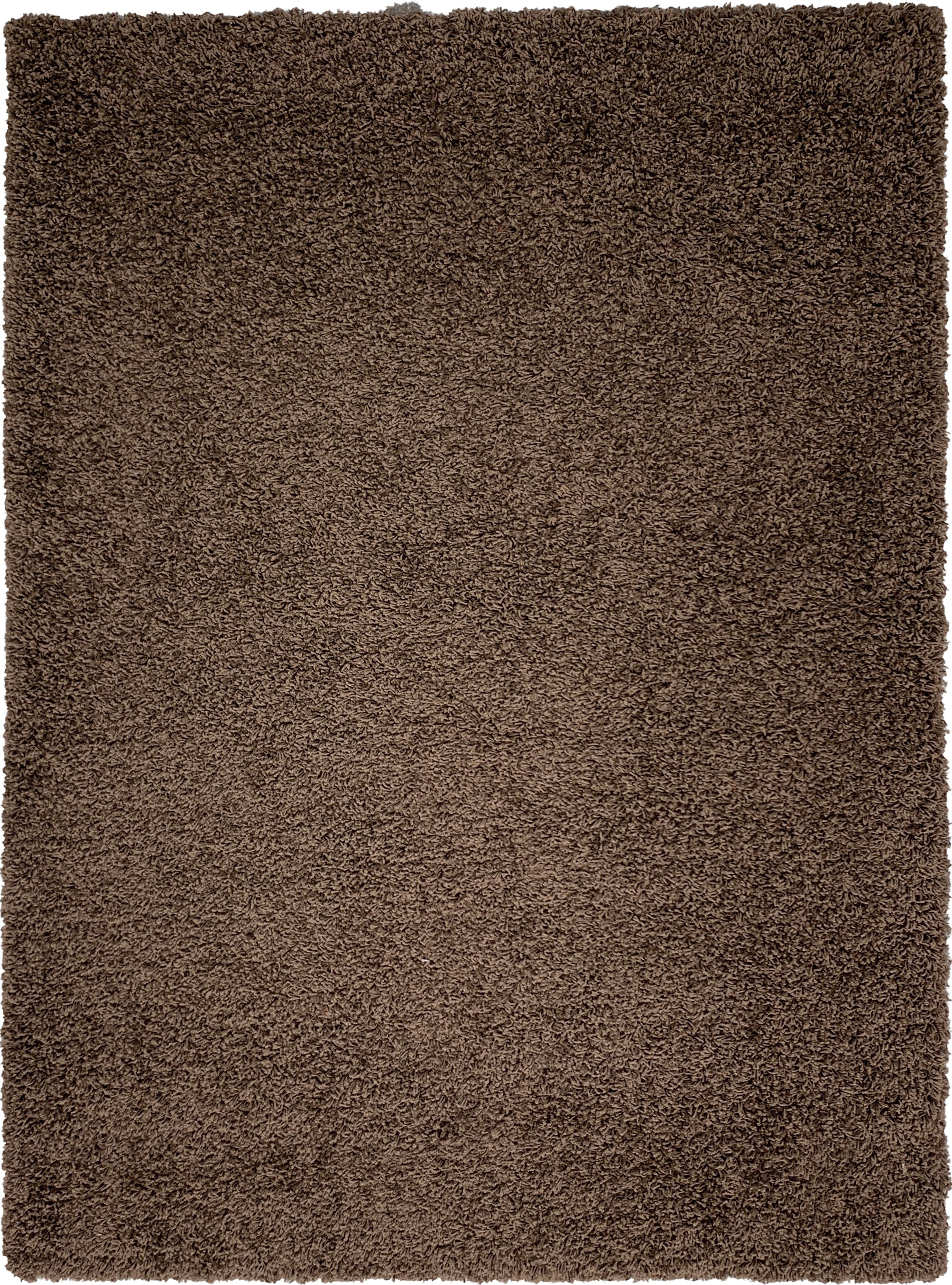 Solid Shag Collection Modern Plush Brown Shag Area Rug 5 ft. by 7 ft.