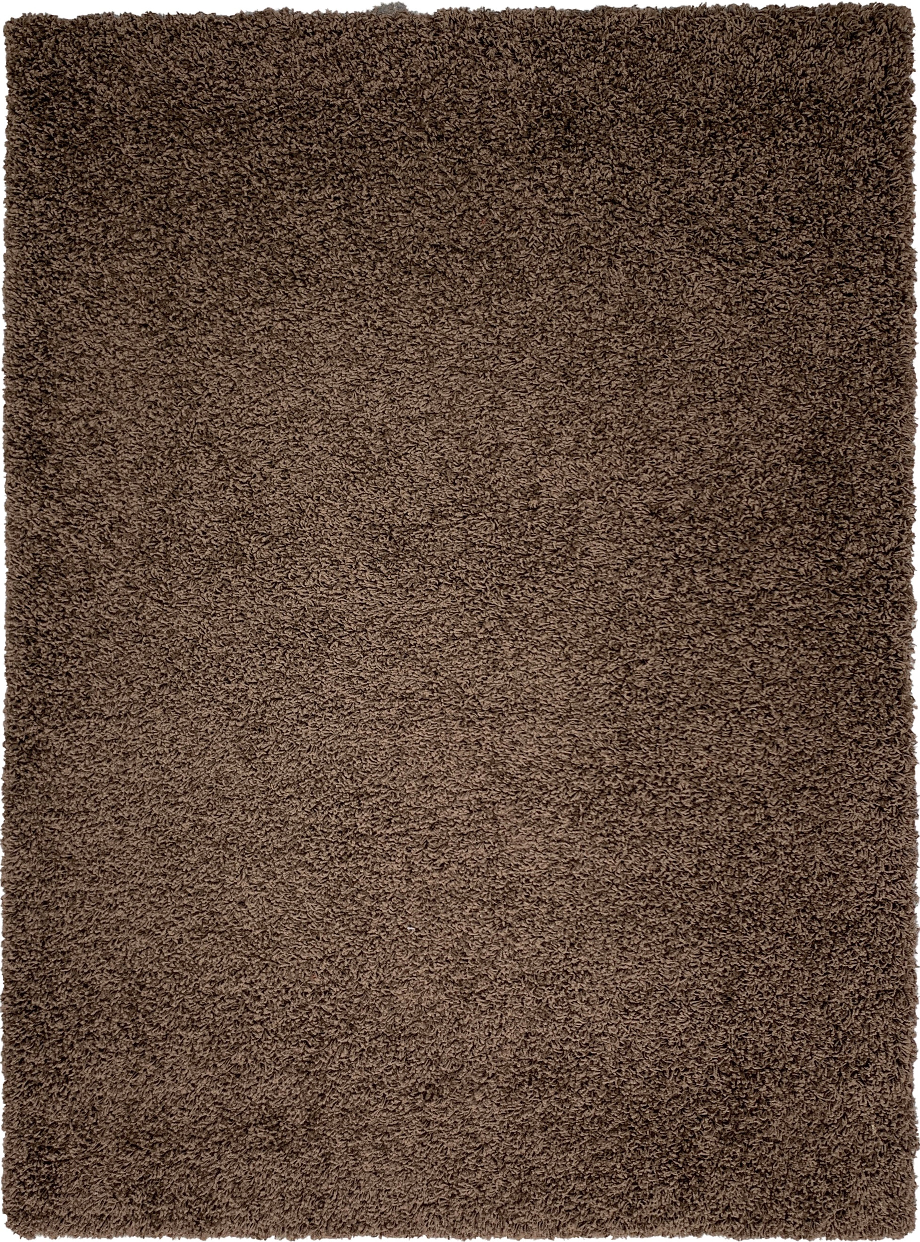 Solid Shag Collection Modern Plush Brown Shag Area Rug 8 ft. by 10 ft.