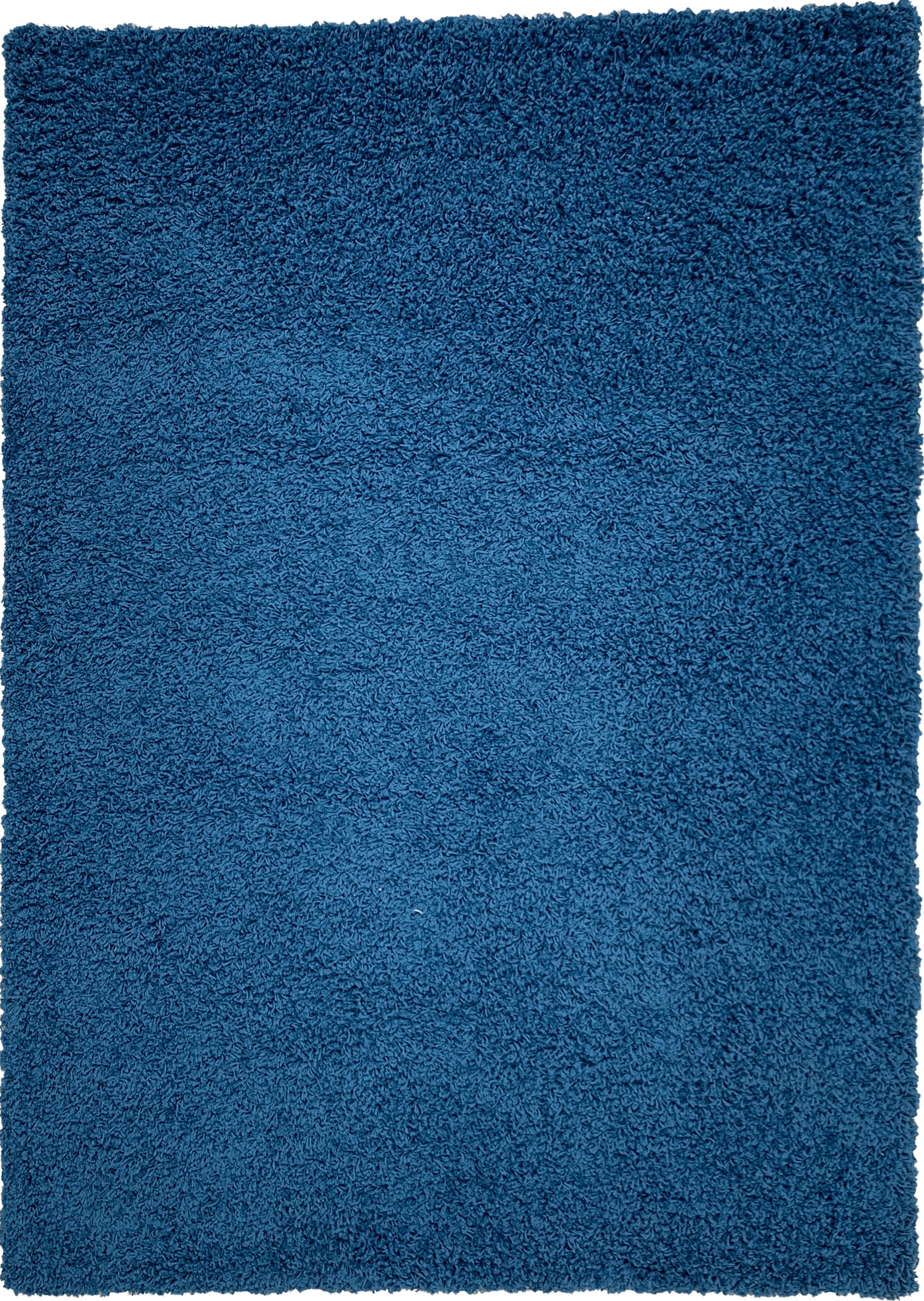 Solid Shag Collection Modern Plush Navy Shag Area Rug 5 ft. by 7 ft.