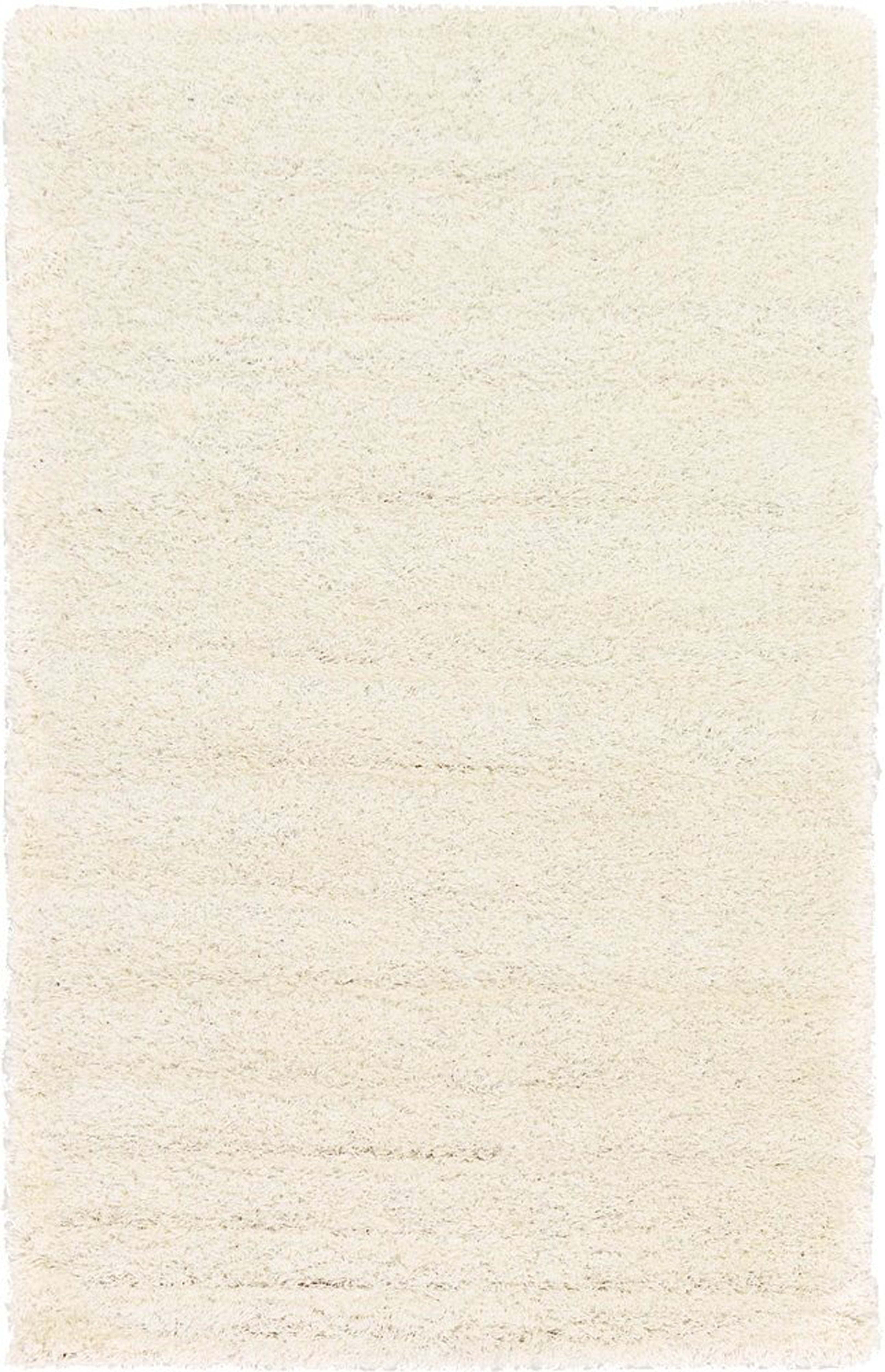 Solid Shag Collection Modern Plush White Shag Area Rug 5 ft. by 7 ft.